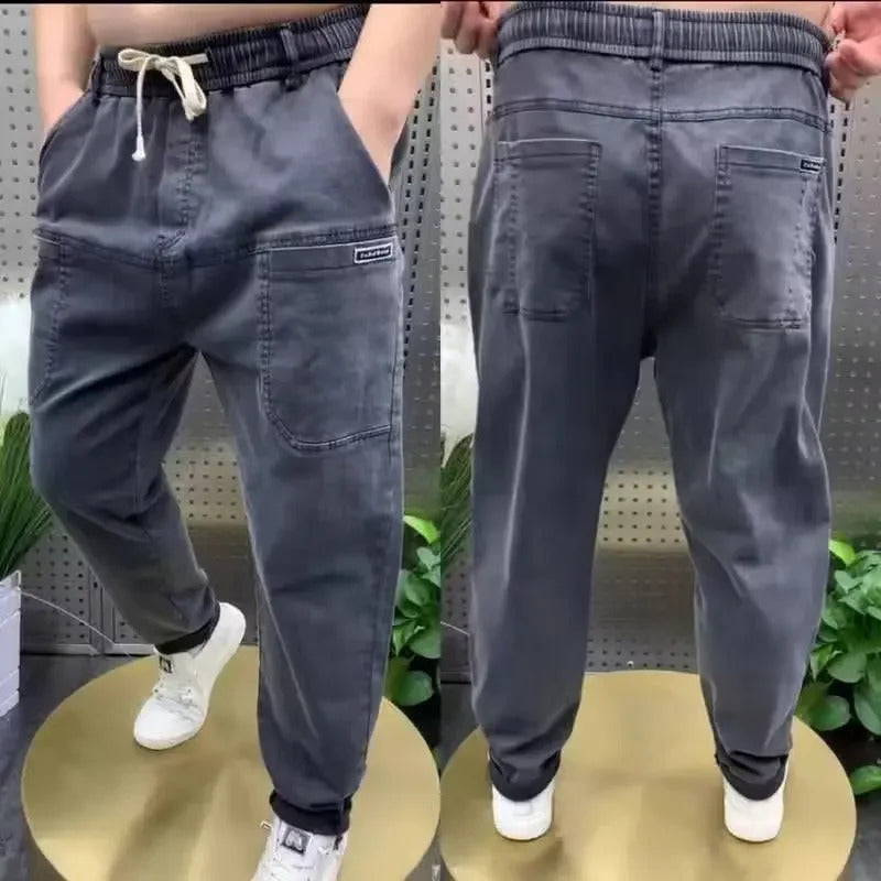 牛仔裤男Fashionable Casual Men's Jeans Spring Autumn New Loose-Fit Harem Trousers Versatile Small Footwear Trendy Flow