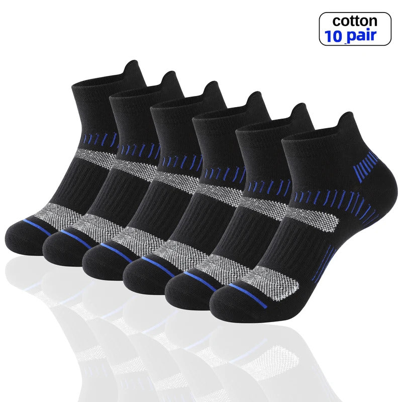 Summer Men Ankle Socks10 Pair High Quality Cotton Athletic Cushioned Breathable Casual Sports Socks Male Short Socks Size 38-48男士袜子