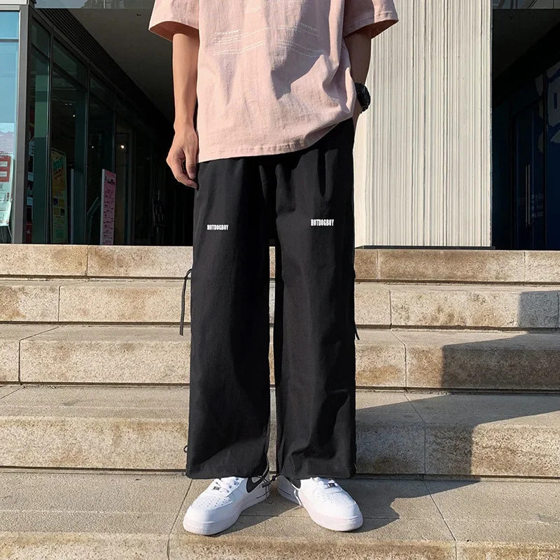 休闲裤男Korean Style Draped Sweatpants For Men Casual Loose Fit Straight Leg Ins Trendy Brand Summer Streetwear Wide Leg Pants