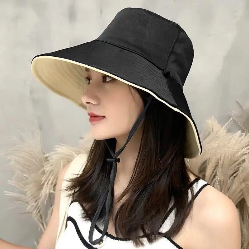 帽子女Summer Foldable Bucket Hat Unisex Women Outdoor Sunscreen Cotton Fishing Hunting Cap Double Side Sun Prevent Hats Bucket Hat