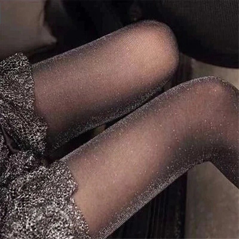丝袜New Shiny student girl Pantyhose The silver wire shines brightly Stockings Womens Glossy Glitter female medias sexys Club Tights