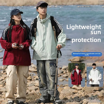 防晒衣男Plus Size Ice Silk Sun Protection Clothing Men's Loose Fit Breathable Skin Jacket 2024 Summer Lightweight Hooded Jacket For Coup