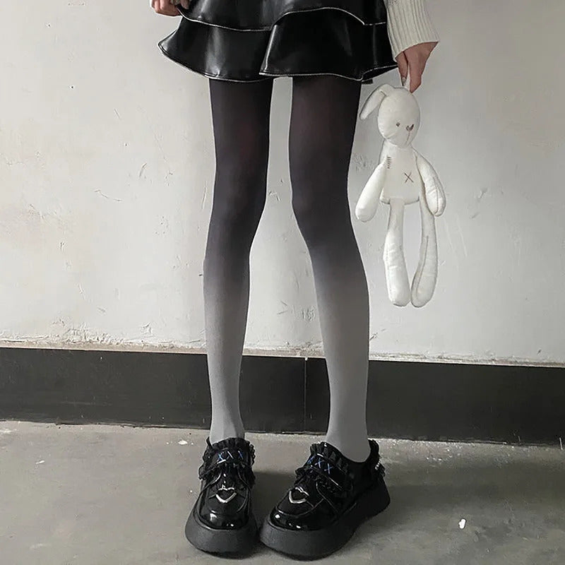 丝袜Spring Autumn Gradient color Stockings Women Velvet Tights Seamless Anime Contrasting Mixed colors Pantyhose Lolita Girls Medias