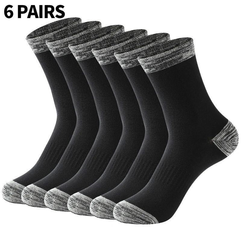 Men Cotton Socks New Men Socks 6 Pairs Lot High Quality Casual Run Black Sports Socks White Male Long Socks Plus Size   EU 38-48男士袜子