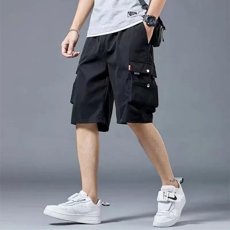 短裤男Men's Loose-Fit Workwear Shorts Summer Casual Style Multi-Pocket Functional Sport Middle Pants Trendy Brand Ins