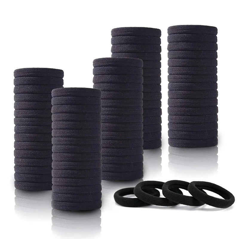 发饰100pcs/Set Black Rubber Bands High Resilience Hair Bands For Women Girls Ponytail Holder Hair Tie Scrunchie Hair Accessories