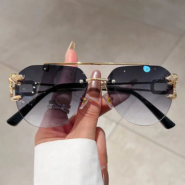 太阳镜男New Borderless Leopard Head Sunglasses Women Brand Designer Fashion Sun Glasses Men's Outdoor Driving Eyewear UV400 Gafas De Sol