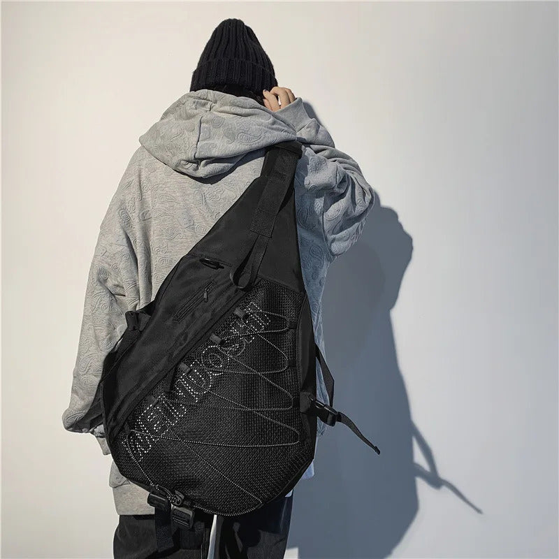 包包男Crossbody bag men's ins fashion brand large capacity chest bag men's Japanese casual simple shoulder bag women's shoulder bag