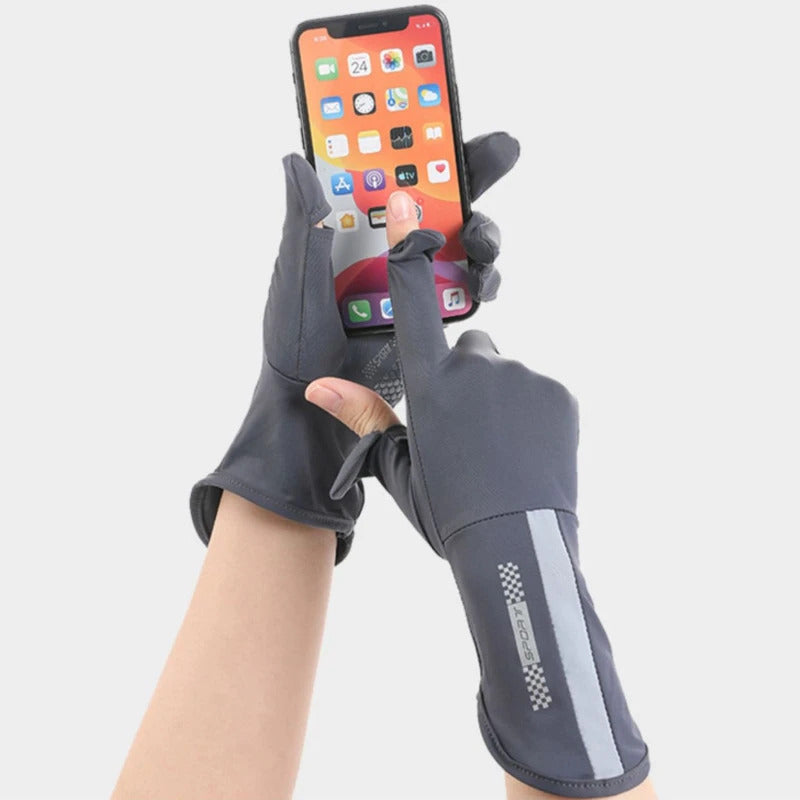 防晒手套女Ice Silk Cool Sunscreen Gloves for Women Outdoor Sports Cycling Uv Anti-Slip Breathable Thin Elastic Open Finger Touch Screen