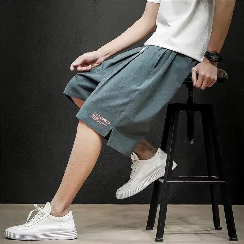 短裤男Men's Loose-fit Cotton Linen Shorts 2023 Summer New Style Sport Casual Large Pants Casual Linen Pants Five-fold Shorts