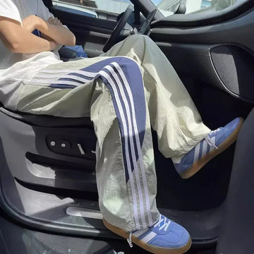 休闲裤男Summer Multi-Barrel Quick-Dry Casual Pants For Men Trendy Stripe Color Blocking Loose-Fit Straight-Leg American Style Sport Umbr