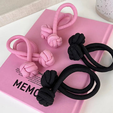 发饰Vintage Chinese Knot Hair Rope Tie Black Pink Rubber Bands for Woman Girls Cute Simple Hairband Durable Student Hair Accessories