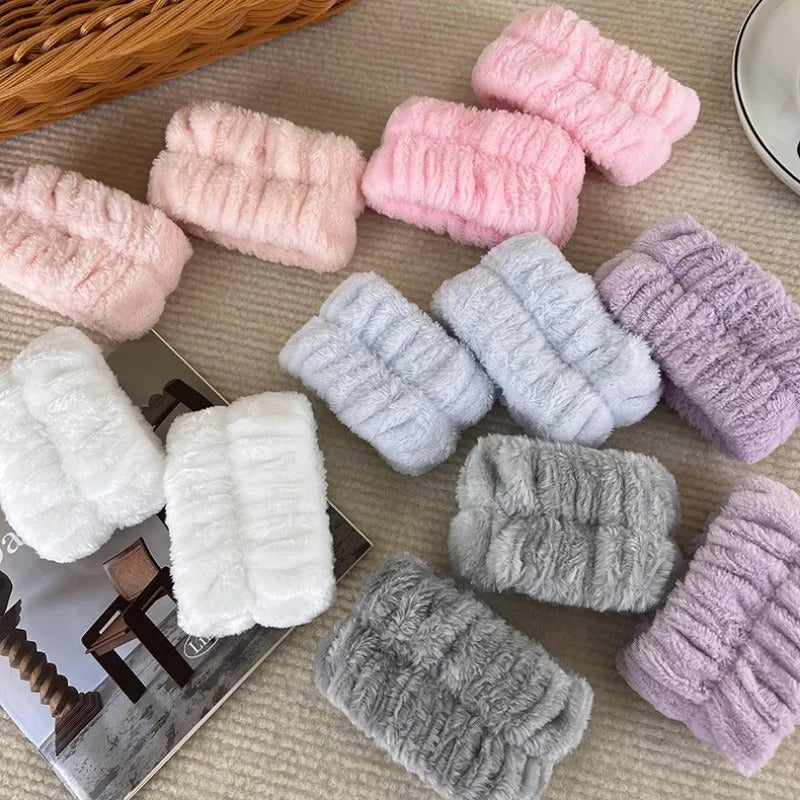 发饰UXSL Wrist Washband Microfiber Wrist Wash Towel Band Wristband for Wash Face Absorbent Wrist Sweatband Womens All-match Headband