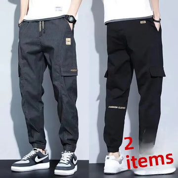 休闲裤男Summer Thin Men's Harajuku Cargo Pants Loose-Fit Sports Trendy Versatile Ankle-Length Casual Trousers