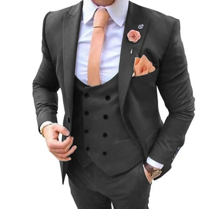 礼服男Formal Men's Classic Suits Tuxedos 3 Pieces Blazer Vest And Pants Sets Peak Lapel for Wedding Business Groomsmen High Quality