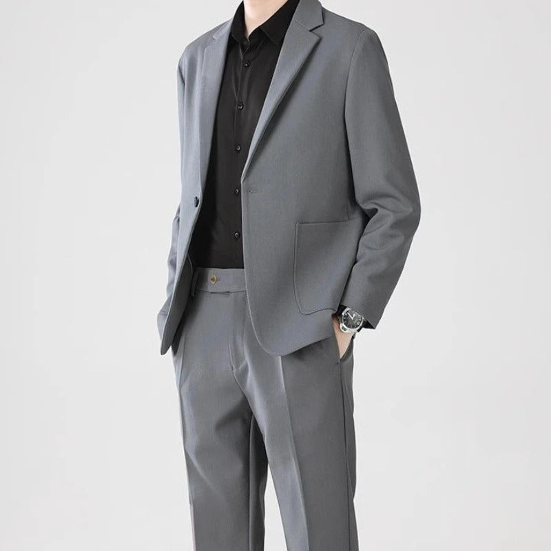 商务装男Full Suit for Men Dress Business Korean 2 Piece Outfit Set Man Formal Pants Ceremony Elegant Spring Autumn Blazer New In Casual