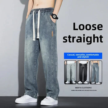 牛仔裤男American Style Vintage Distressed Jeans Men's Straight-Leg High-End Feel Cargo Pants Casual Scene Bootcut Pants Design