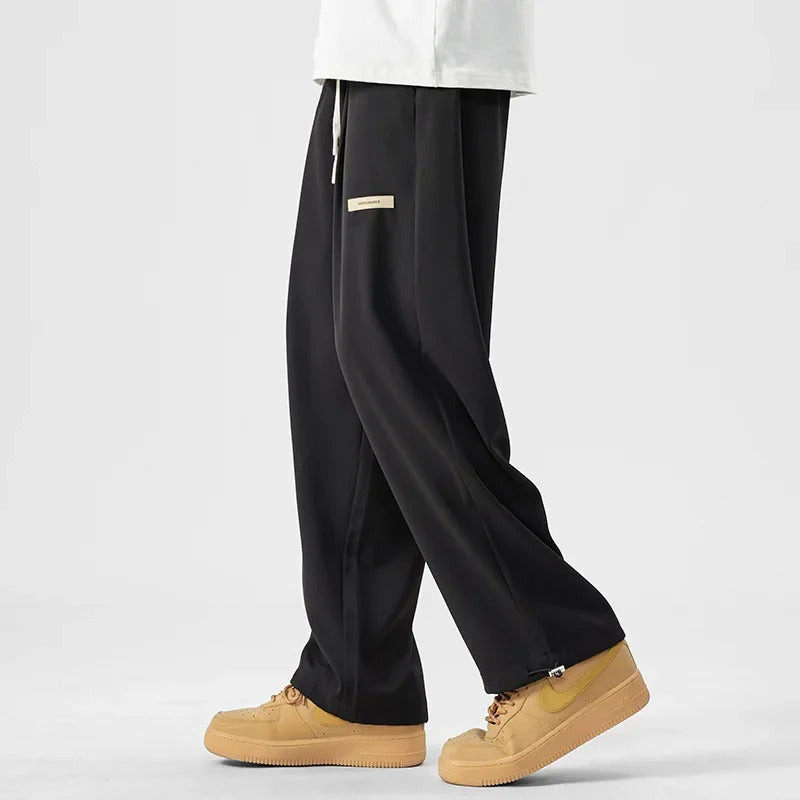 休闲裤男Men's Ice Silk Wide-Leg Casual Pants Summer Thin Style Dropshipping Fashion Straight-Leg Pants For Men