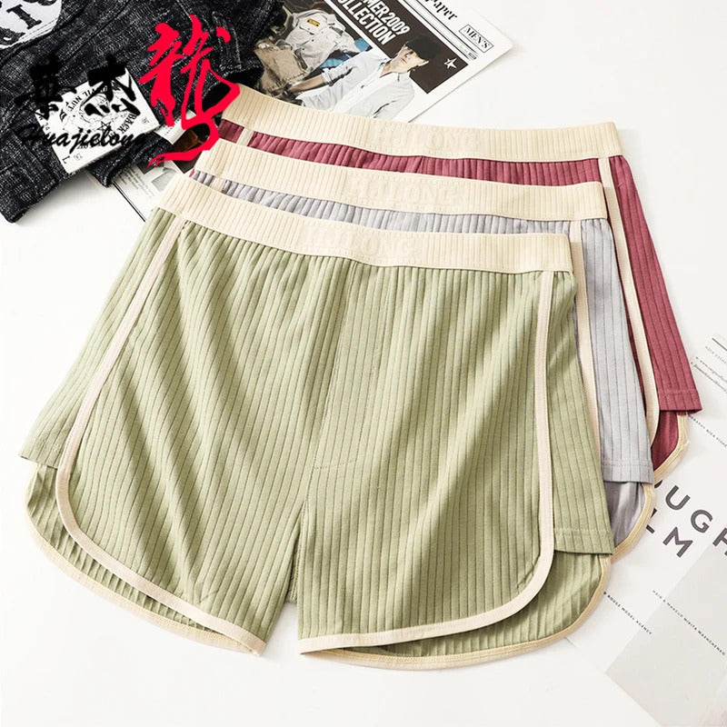 内衣男3PCS/Pack Loose Mens Alo Shorts 95%Cotton Breathable Boxer Underwear Trendy Solid Striped High Elastic Widen Waist Men's Panties