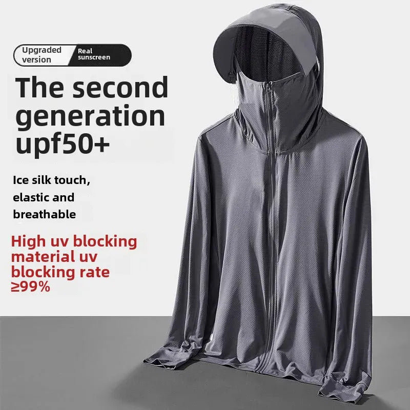 防晒衣男Men's Ultra-thin Breathable Ice Silk Sun-protective Jacket New Style 2024 Summer Outdoor Fishing Casual Coat