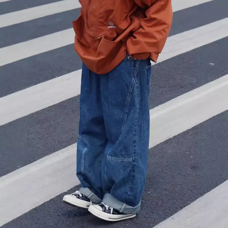 牛仔裤男New Spring Autumn Loose-Fit Straight-Leg Denim Jeans Trendy Fashionable Casual Style For Men Mid Waist Elégant Trousers