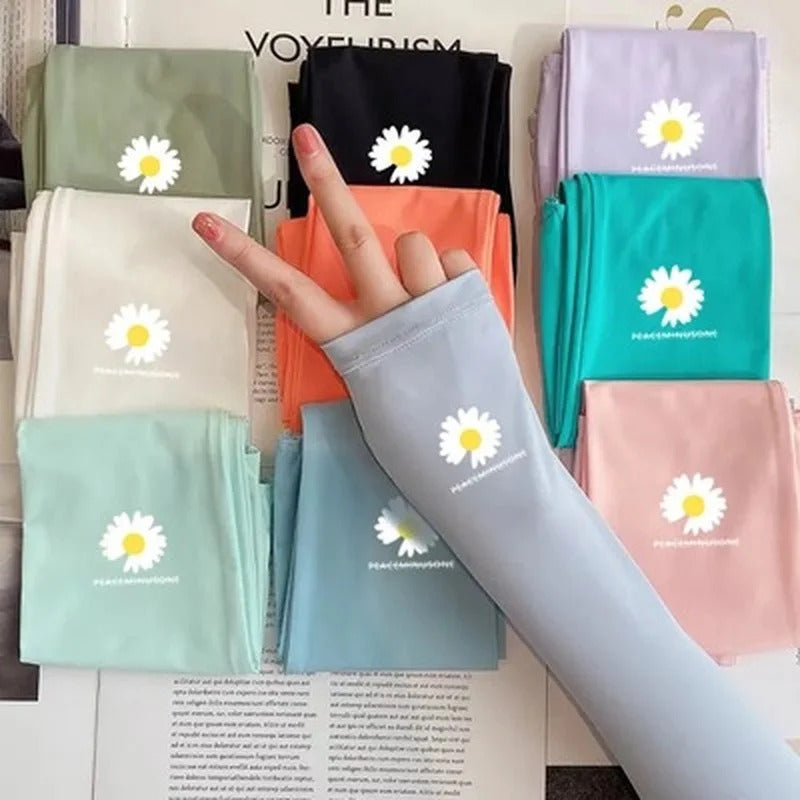 防晒冰袖女Arm Sleeves Ice Fabric Breathable Quick Dry Running Sportswear Sun UV Protection Long Arm Cover Cycling Arm Sleeves