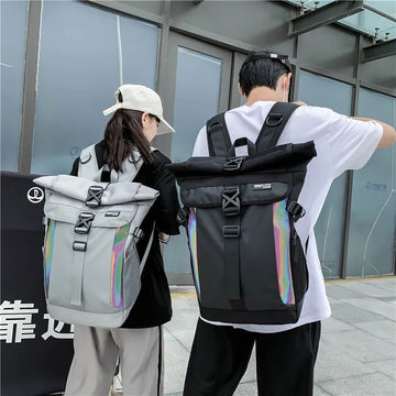 包包男Multifunction Colorful Reflective Patchwork Casual Backpacks Men Women Techwear Hip Hop Travel Bag Large Capacity School Bags 가방