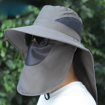 防晒帽男Women Sunshade Fishing Sun Cap with Sunscreen Face Mask for Outdoor Brim Visor Hat Men Work Jungle Safari  Neck Protect Big Wide