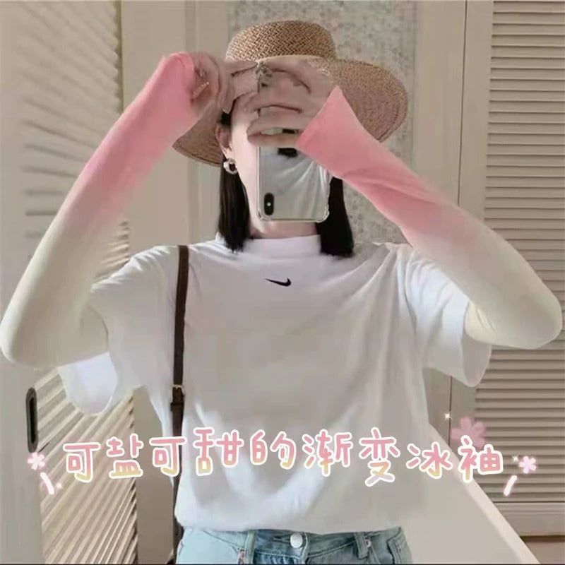 防晒冰袖女Women's summer ice silk two-color anti-uv color gradient sunscreen dazzle color ice sleeve ZT018