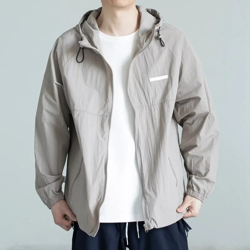 防晒衣男Japanese Vintage Outdoor Thin Hooded Sunscreen Jacket For Men Breathable Uv Protection Thin Quick Dry Sun Protection Clothing