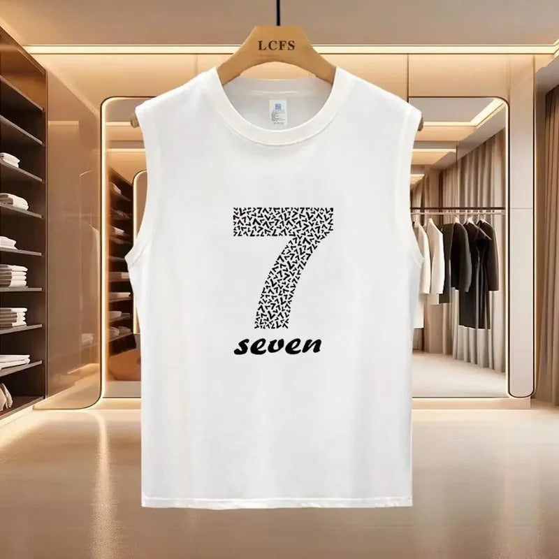 男士背心Trendy Hong Kong Style Summer Newborn Cotton T-Shirt Loose Fit Versatile Simple Streetwear Fashionable Sleeveless Top