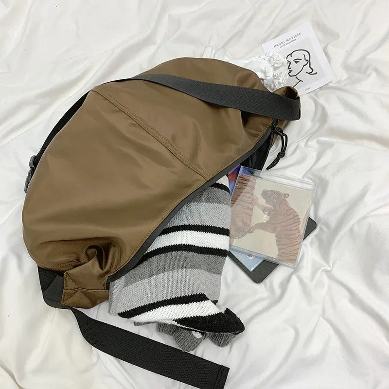 包包男2023 New nylon large-capacity bag, cross-body bag for campus students, jiaozi bag, casual shoulder bag and shoulder ba