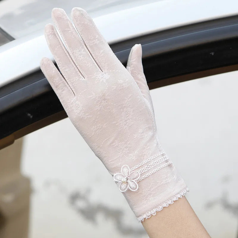 防晒手套女Sexy Spring Summer Women Autumn UV Sunscreen Short  Sun Gloves Fashion Ice Silk Lace Driving Of Thin Touch Screen Gloves G06F