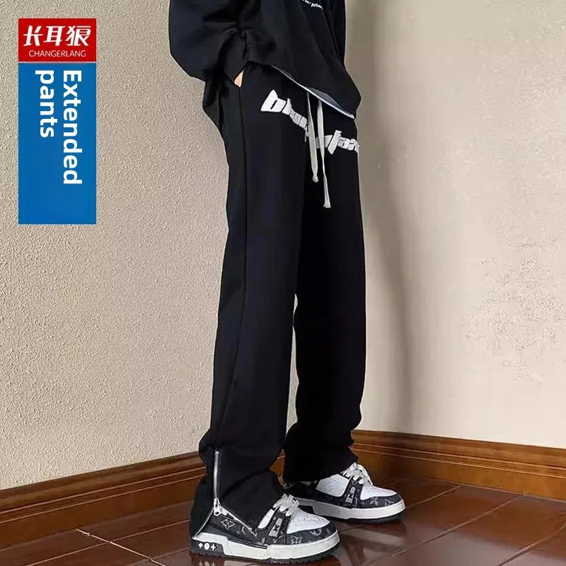 休闲裤男Tall Men's Trousers Autumn Straight-Leg Sports Casual Pants Trendy Youth Slim Fit Long Leggings Loose Baggy Pants For Men