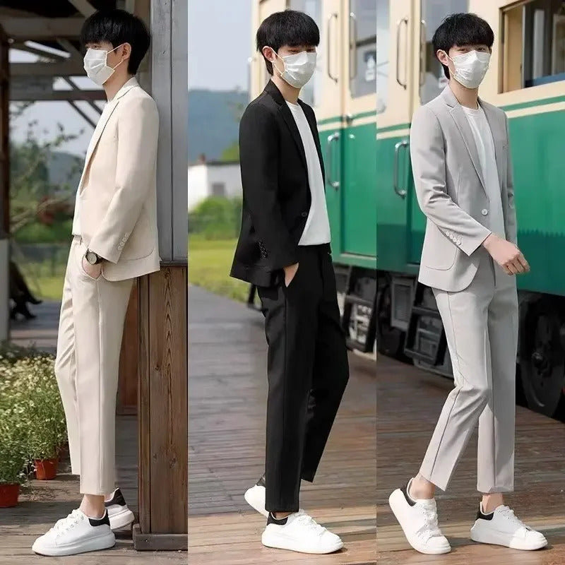 礼服男Trendy Versatile Men's Suits Casual Jacket Spring Autumn Season Stylish Small Size Fashion Weareasy To Wear