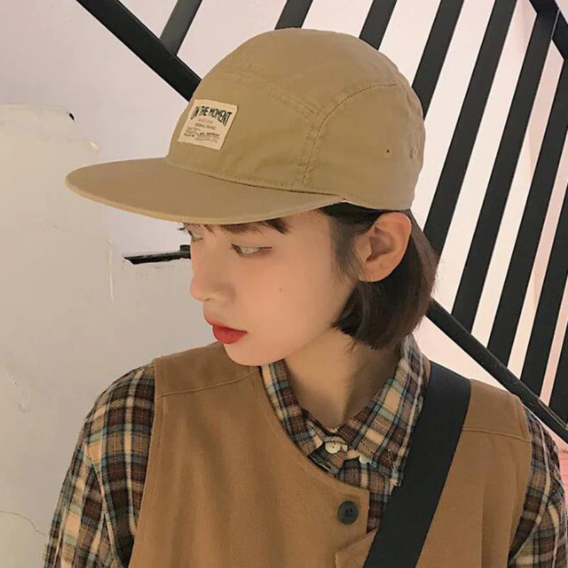帽子女Soft Top Flat Brim Japanese Snapback Hat For Men Women Short Brim Hip Hop Peaked Cap Summer Cotton Sun Visors Baseball Hat