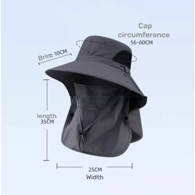 防晒帽男Summer Sun Hats  Outdoor UV ProtectionFisherman Hat Hunting Fishing Cap Hiking Camping Visor Bucket Hat Neck Flap Hat Summer