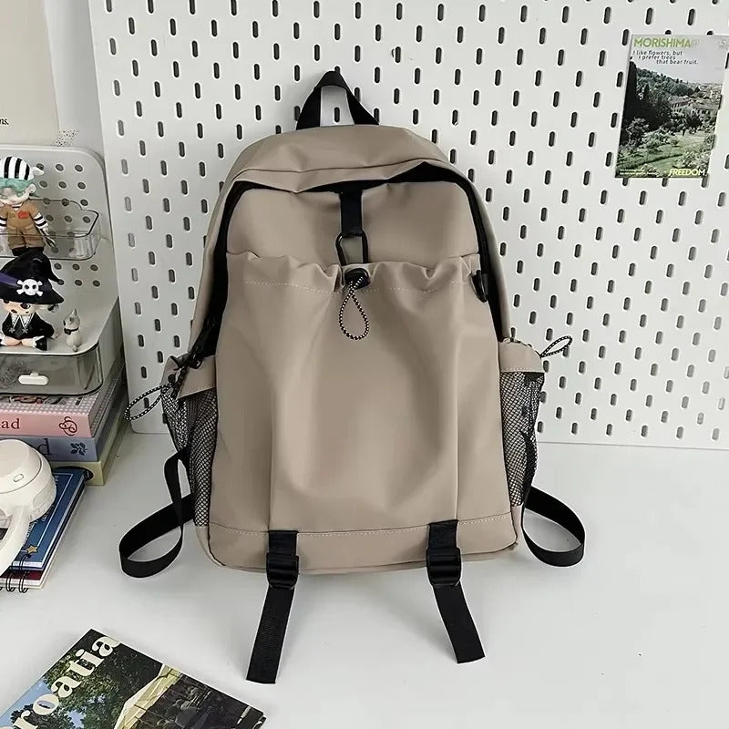 包包男Solid Colors Nylon Casual Women's Fashion Backpacks Large Capacity 2025 New Simple Interior Zipper Pocket Basic Style Backpacks