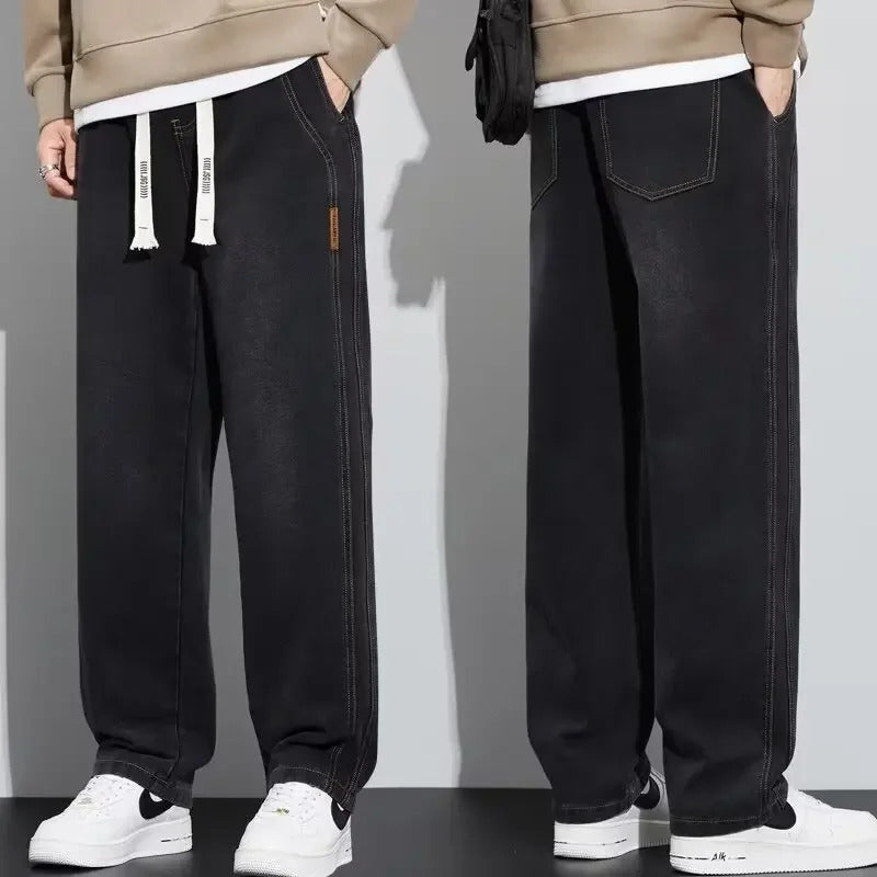 牛仔裤男Fashionable Blue Jeans Men's Loose-Fit Straight-Leg Bell Bottoms New Style Spring Autumn 2025 High Street Dragging Casual Pants