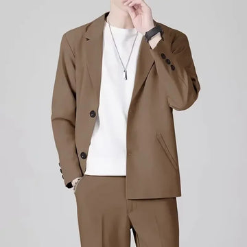 商务装男Casual Western-Style Men's Suit Lightweight Fashionable Korean Version Trendy Streetwear High-End Feel Autumn Solid Color Versat