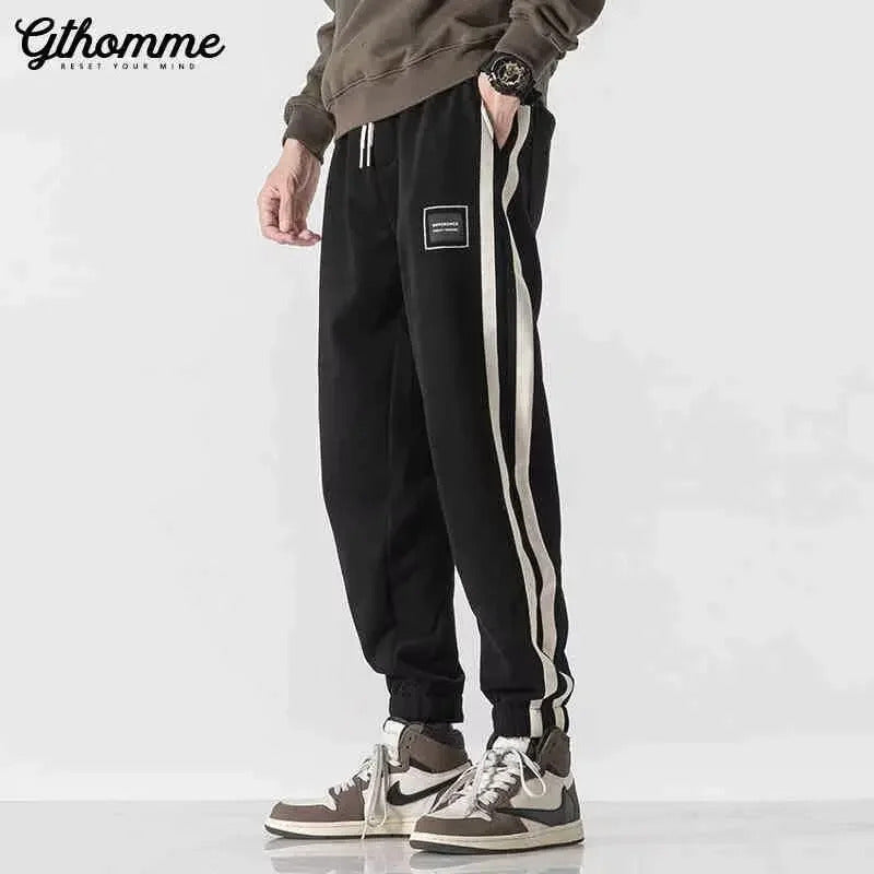 休闲裤男Men's Spring Autumn Loose-Fit Straight-Leg Casual Pants Trendy Striped Sweatpants Fashionable Brand Men's Pants