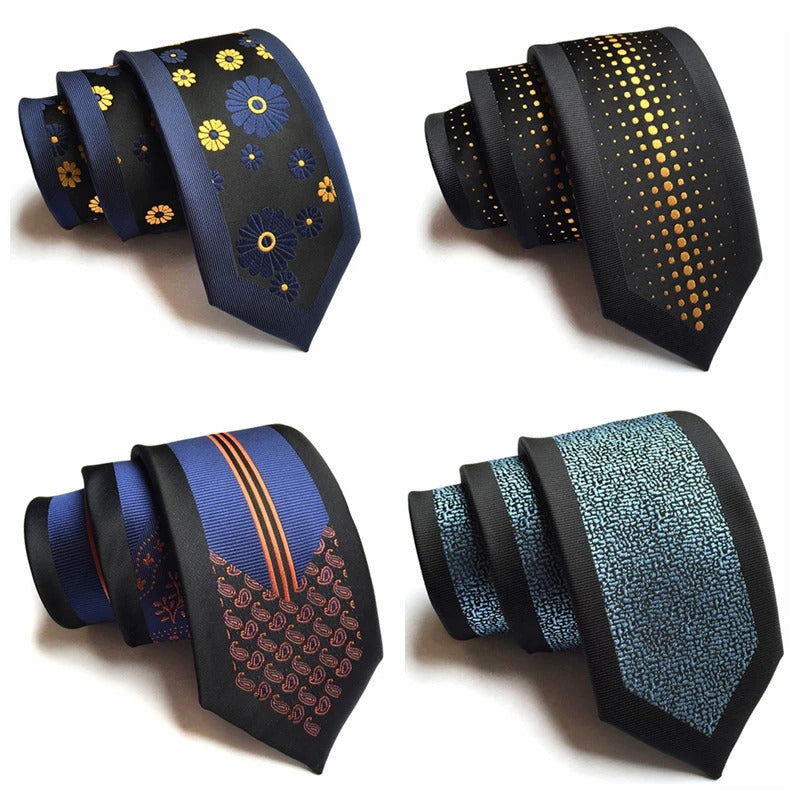 领带男Black Neck Tie For Men Slim 6cm Necktie Plaid Dots Floral Pattern Business Silk Tie For Shirts Men Women Wedding Gravata Necktie