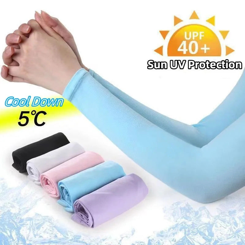 防晒冰袖女Ice Silk Anti-Sunburn Sleeve Summer Gloves Long Sleeves For Arm Cool Muff Protector Solar Sunscreen Sleeves Woman Arm Cover
