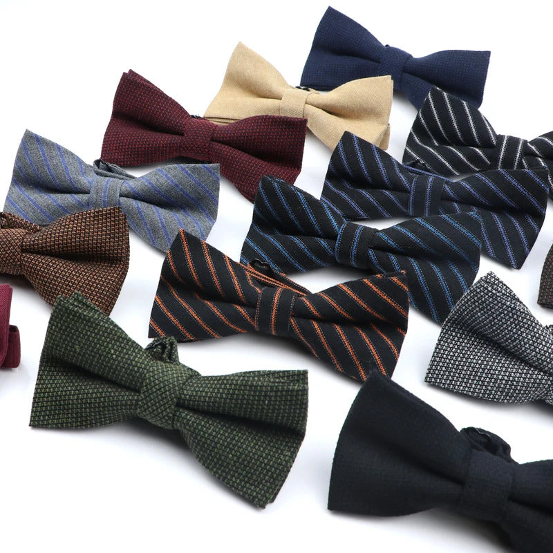 领带男Classic Dark Color Men Bowtie Cotton Wool Butterfly Blue Black Casual Groom Wedding Party Cravat Father's Day Gift Accessory