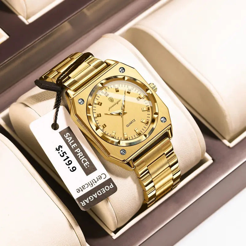 手表女POEDAGAR Luxury Elegant Square Ladies Watch Waterproof Luminous Watch for Woman Stainless Steel Quartz Women's Watches Reloj+box