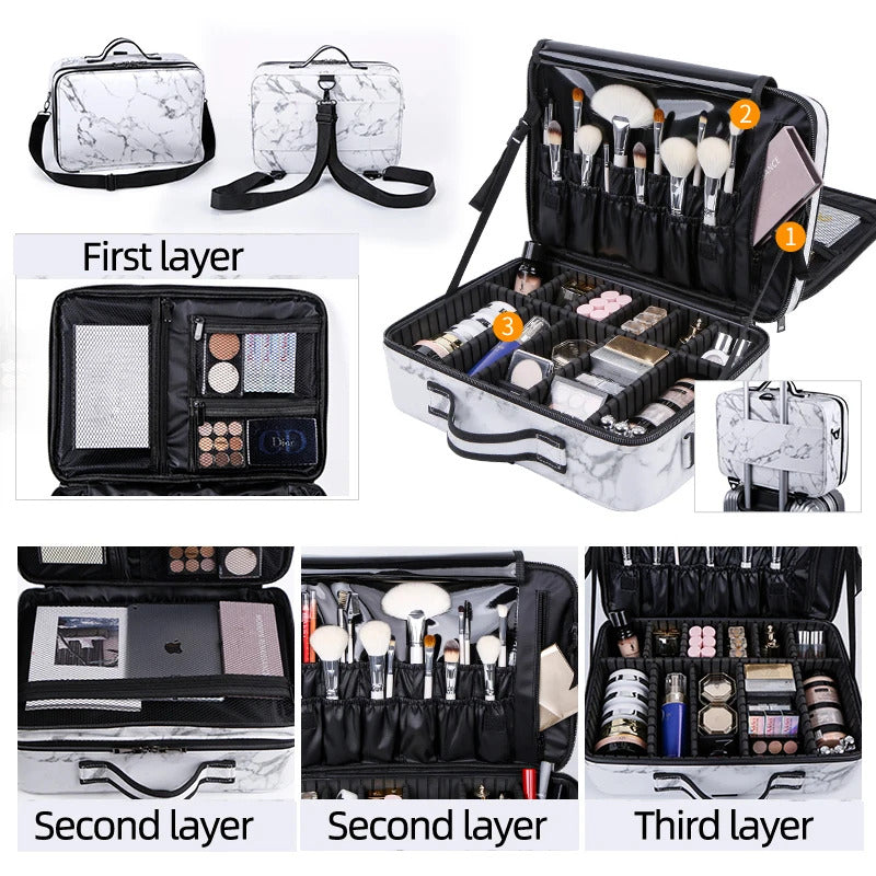 包包2020 New Marble Pattern Cosmetic Bag Large Capacity Professional Travel Storage Eyebrow Makeup Tool Case
