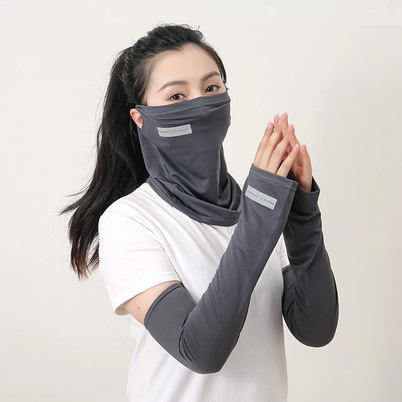冰袖男UV Solar Arm Sleeves Men Women Cycling Mask Anti-Sunburn Cool Muff Long Sleeve Ice Silk Driving Arm Cover Uv Protection Summer