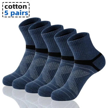 10PCS=5Pair High Quality Cotton New Autumn Men's Socks Running Winter Casual Breathable Active Socks Stripe Sport Socks EUR38-45男士袜子