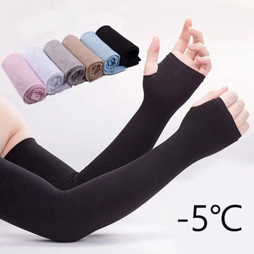防晒冰袖女2PCS Arm Sleeves Warmers Sports Sleeve Sun UV Protection Hand Cover Cooling Warmer Running Fishing Cycling Ski mangas para brazo