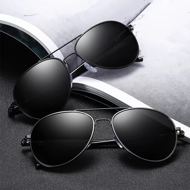 太阳镜男Vintage Metal Large Frame Oval Sunglasses Men's Outdoor Driving Sun Glasses Men's Fishing Fashion Eyewear UV400 Oculos De Sol